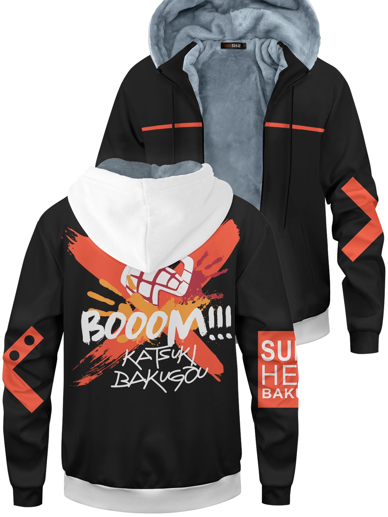 Fandomaniax Boom Katsuki Velvet Hoodie