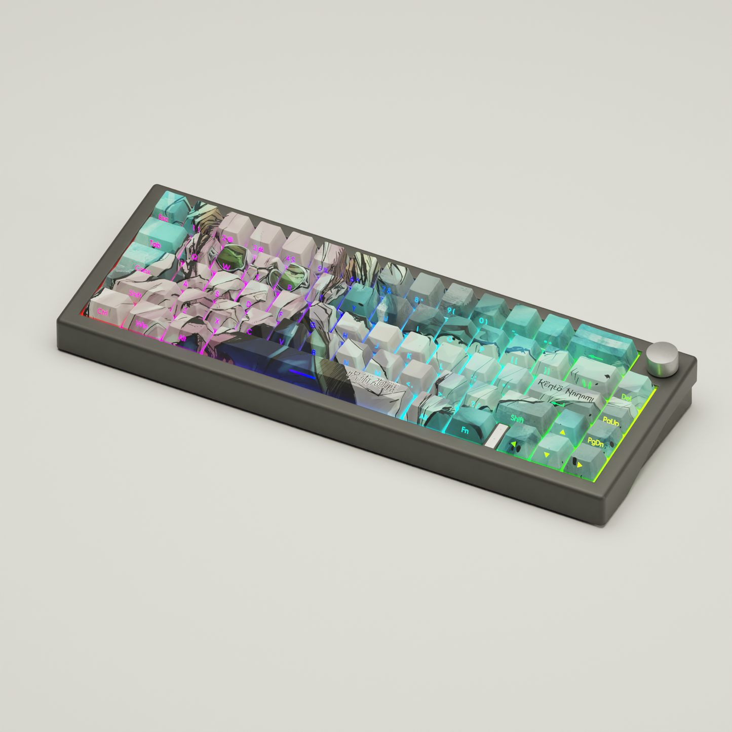 KEYBOARD - Limited Edition Custom 65% Keyboard - Kento Nanami 68Keys RGB backlight, triple mode (wired, wireless and bluetooth)
