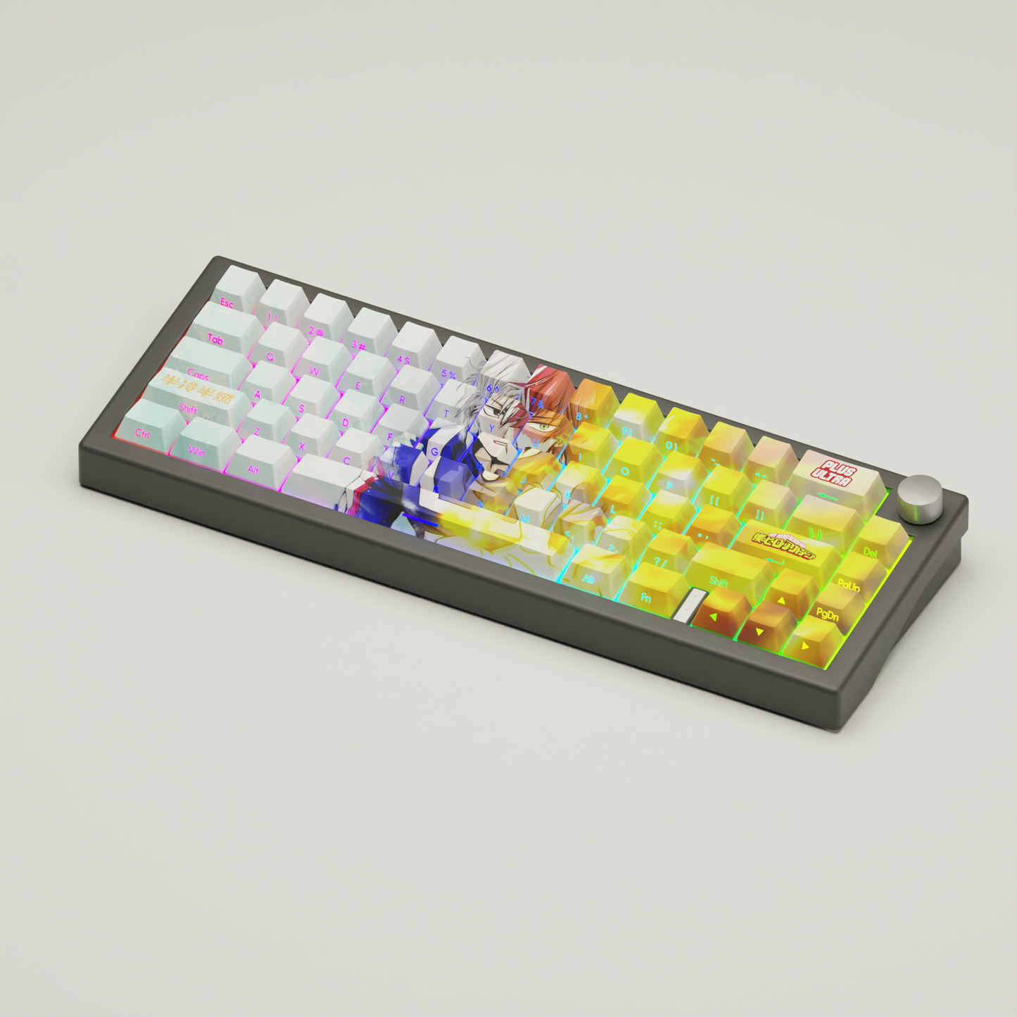 KEYBOARD - Limited Edition Custom 65% Keyboard - Hero Academia 68Keys RGB backlight, triple mode (wired, wireless and bluetooth)