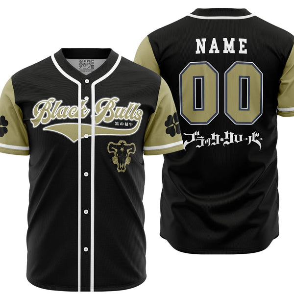 Personalized Black Bulls Baseball Jersey