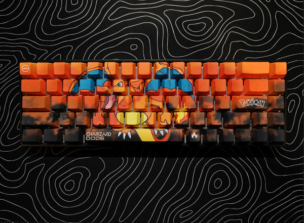 POKEBOARD - Limited Edition Custom 65% Keyboard - pokemon 006 Charizard 68Keys RGB backlight, triple mode (wired, wireless and bluetooth)