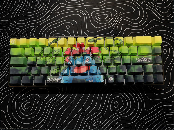 POKEBOARD - Limited Edition Custom 65% Keyboard - pokemon 003 Venusaur 68Keys RGB backlight, triple mode (wired, wireless and bluetooth)