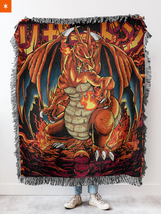 Poke Fiery Dragon Woven Tapestry