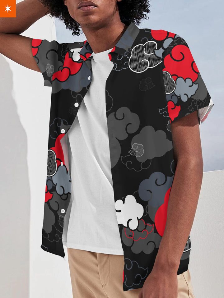akatsuki dress shirt Naruto Akatsuki Button Up Shirt Size M Red Cloud New Free Shipping