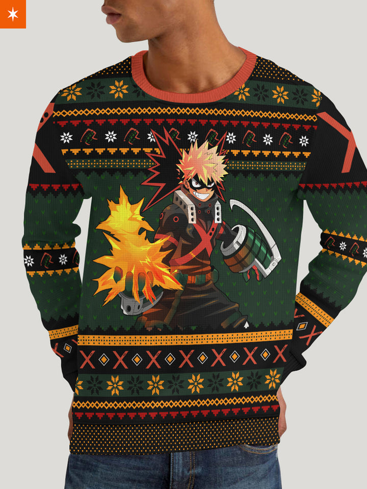 Fandomaniax - Bakugo Fire Xmas Unisex Wool Sweater