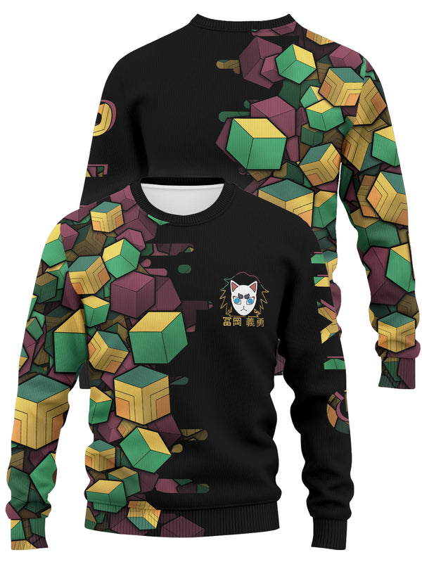 Fandomaniax - [Buy 1 Get 1 SALE] Giyu Cube Unisex Wool Sweater