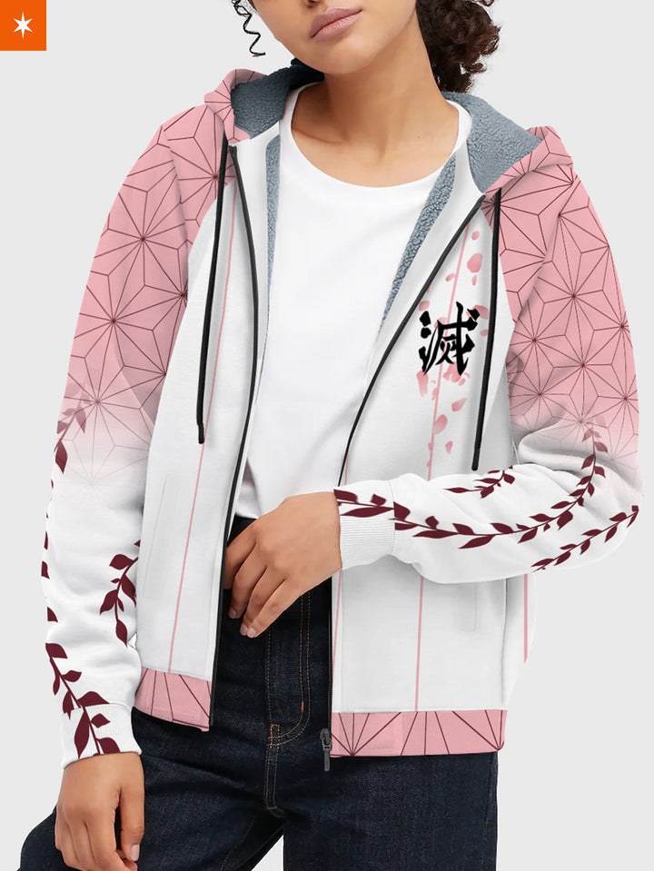 Fandomaniax - Nezuko Jersey Velvet Hoodie