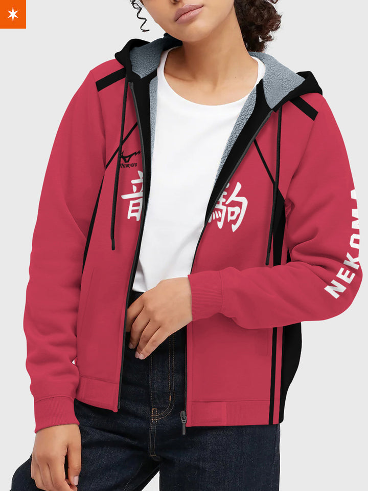 Fandomaniax - Personalized Team Nekoma Velvet Hoodie