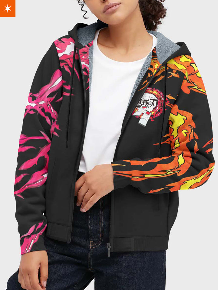 Fandomaniax - Yin Yang Tanjiro Nezuko Velvet Hoodie