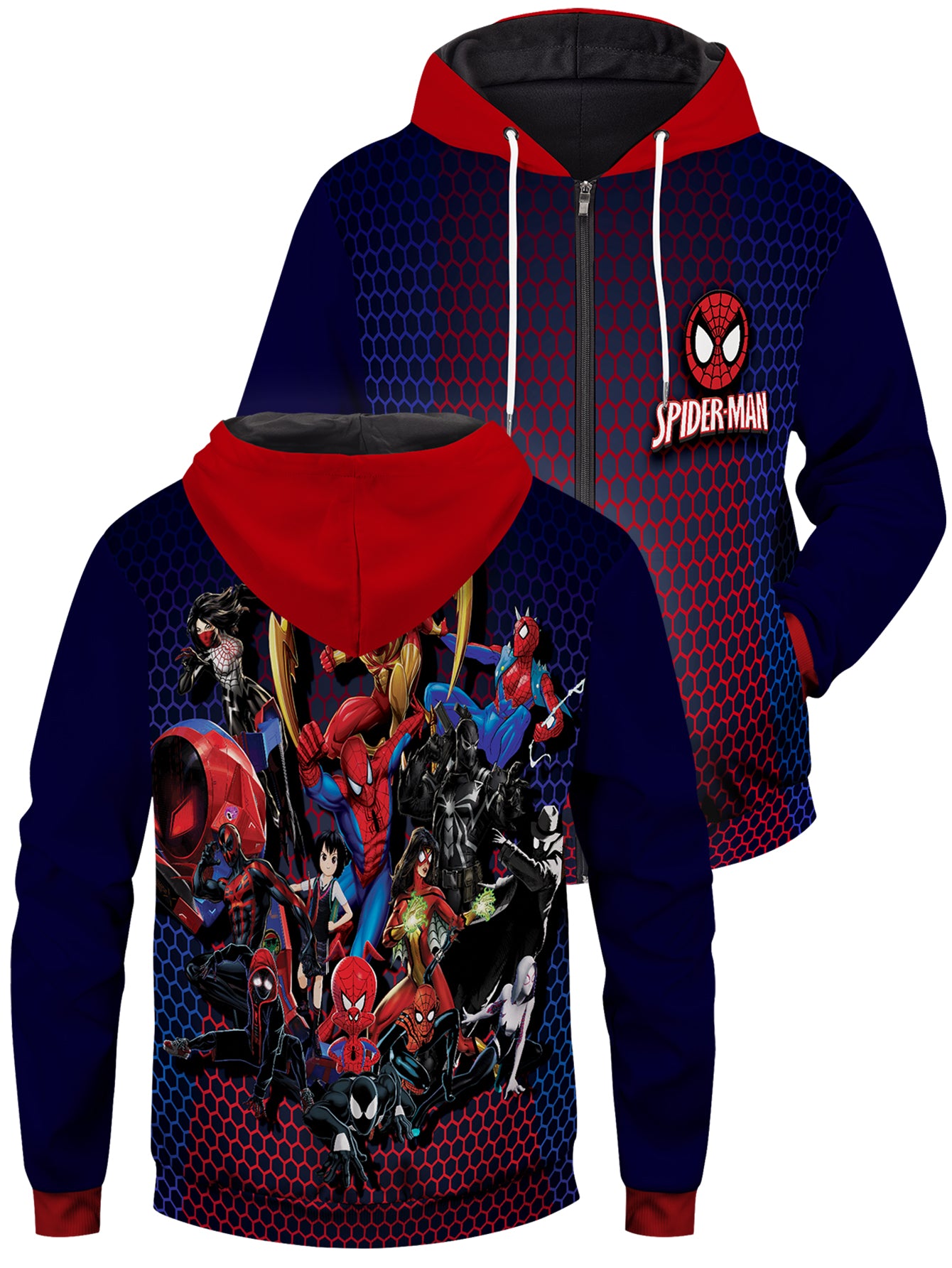 Fandomaniax - Spiderman Multiverse Unisex Zipped Hoodie