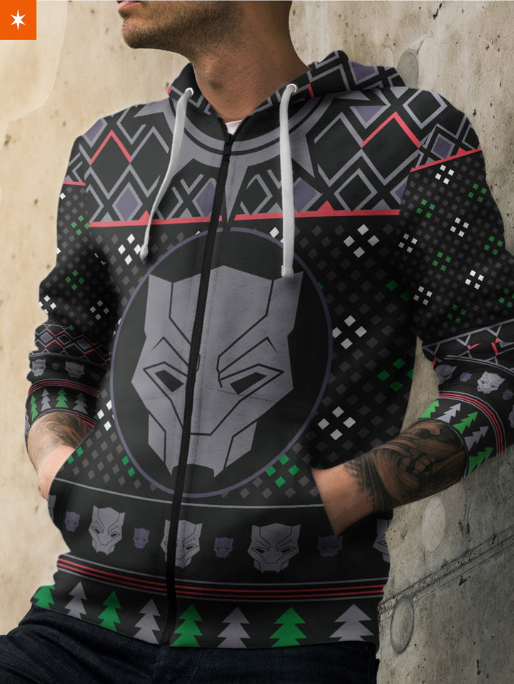 Fandomaniax - A Wakandan Christmas Unisex Zipped Hoodie