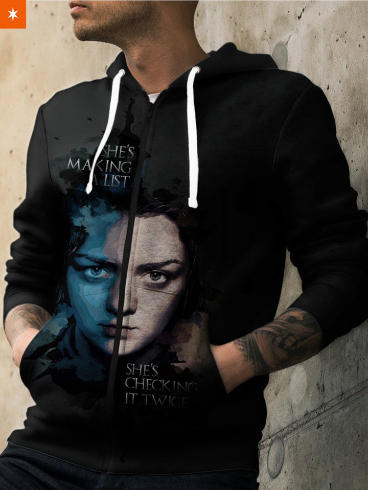 Fandomaniax - Arya's Kill List Unisex Zipped Hoodie