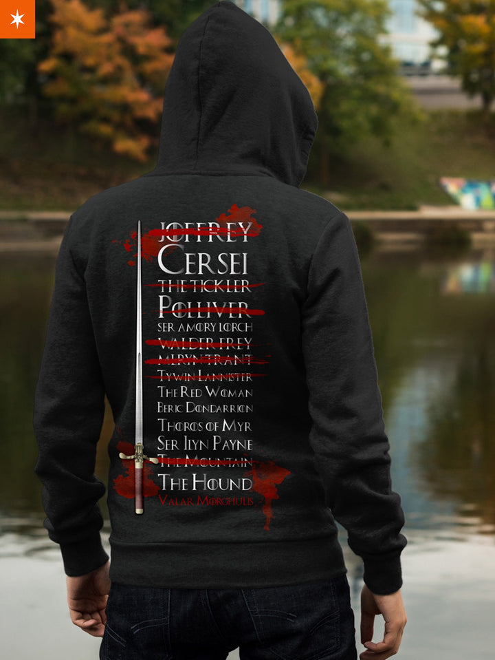 Fandomaniax - Arya's Kill List Unisex Zipped Hoodie