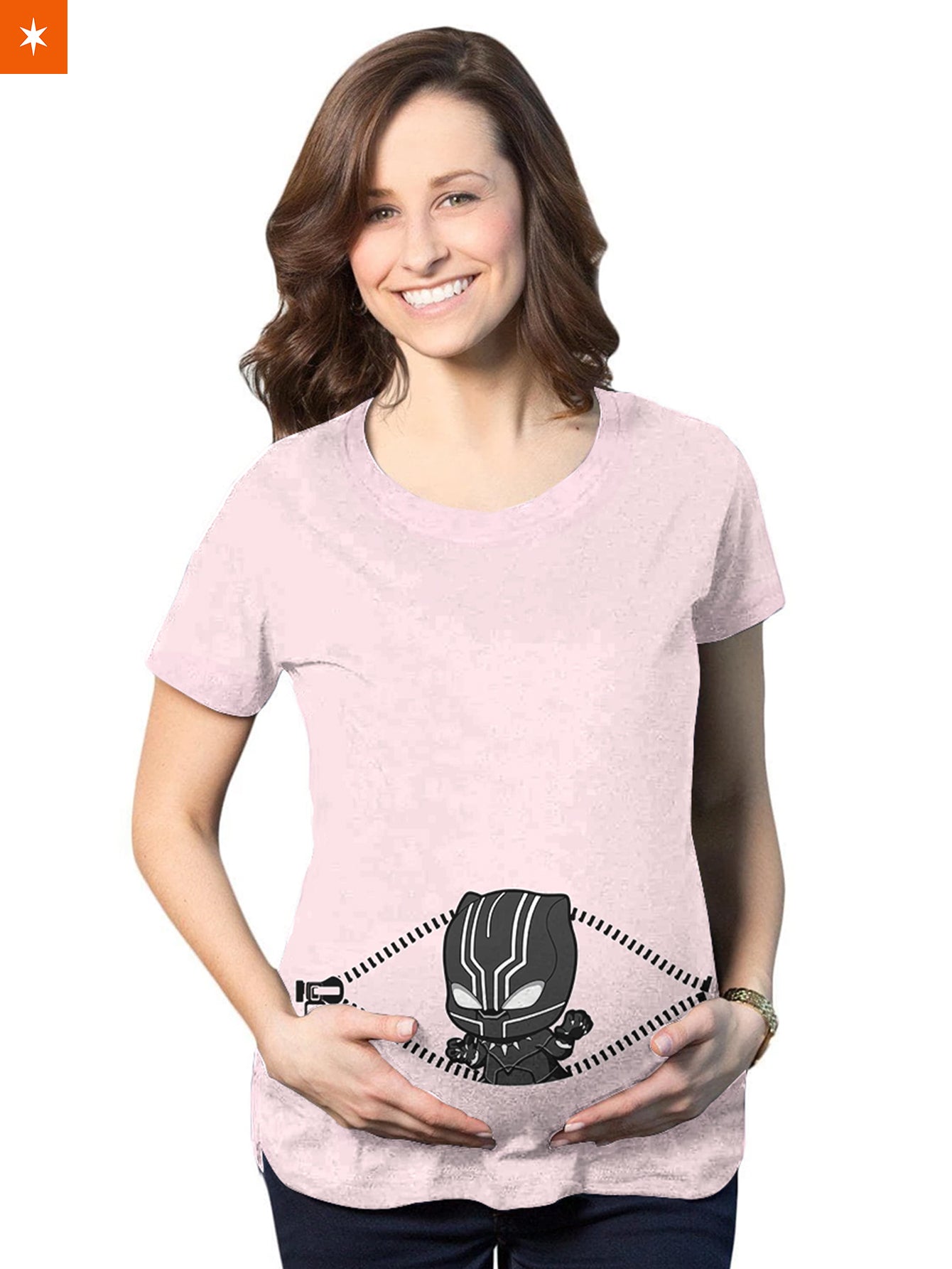 Fandomaniax - Baby Black Panther Peeking Maternity T-Shirt