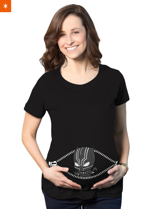 Fandomaniax - Baby Black Panther Peeking Maternity T-Shirt