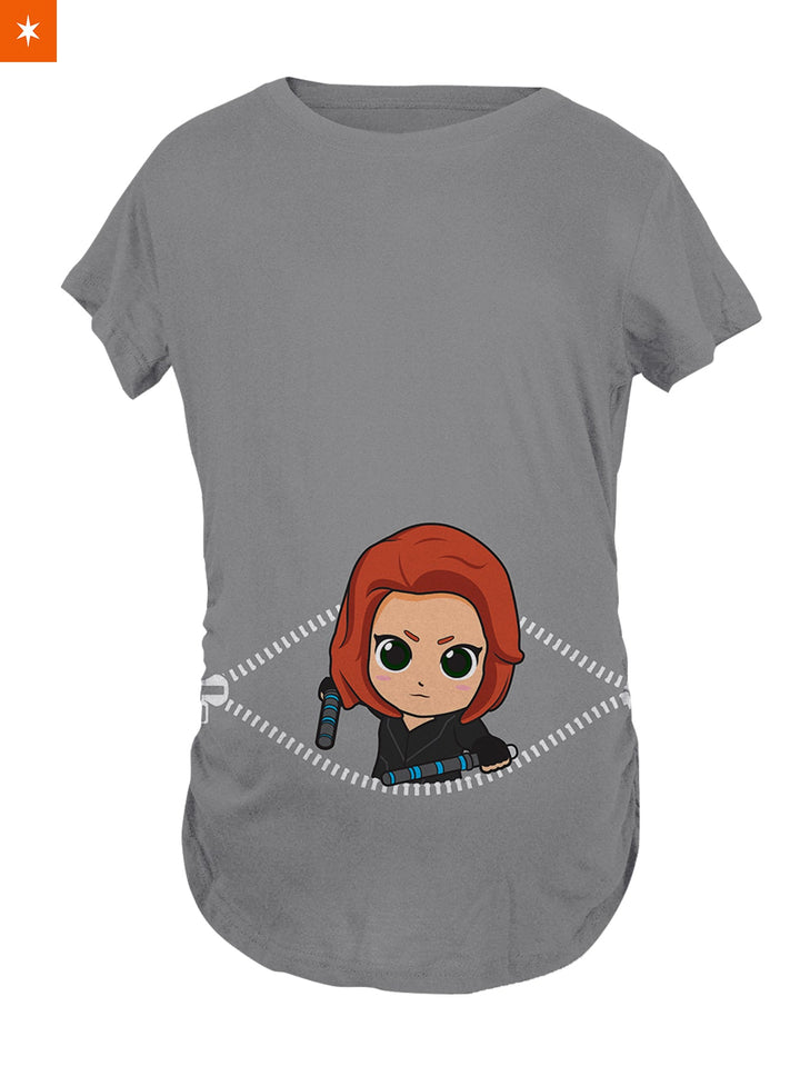 Fandomaniax - Baby Black Widow Peeking Maternity T-Shirt