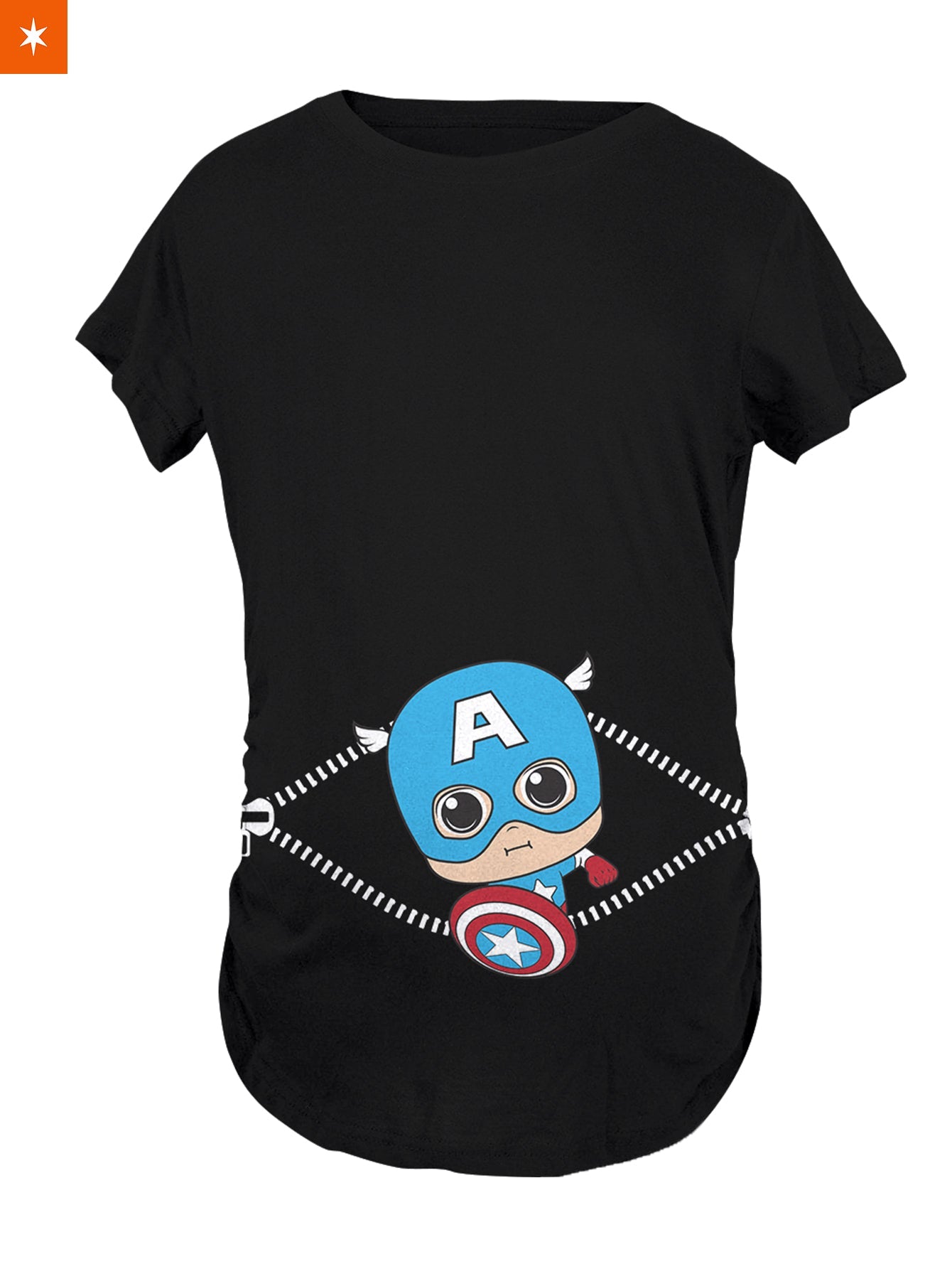 Fandomaniax - Baby Captain America Peeking Maternity T-Shirt