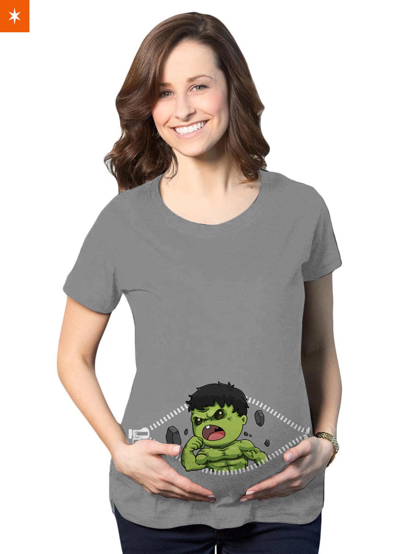 Fandomaniax - Baby Hulk Peeking Maternity T-Shirt