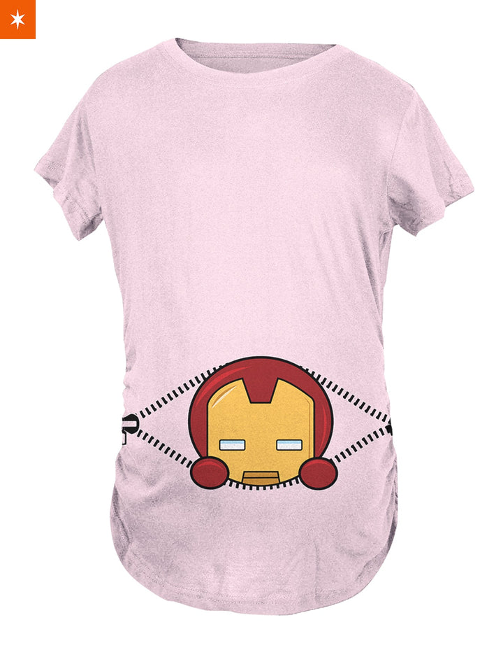 Fandomaniax - Baby Iron Man Peeking Maternity T-Shirt