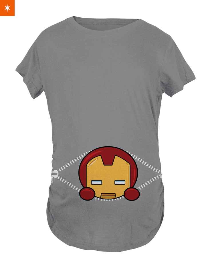 Fandomaniax - Baby Iron Man Peeking Maternity T-Shirt