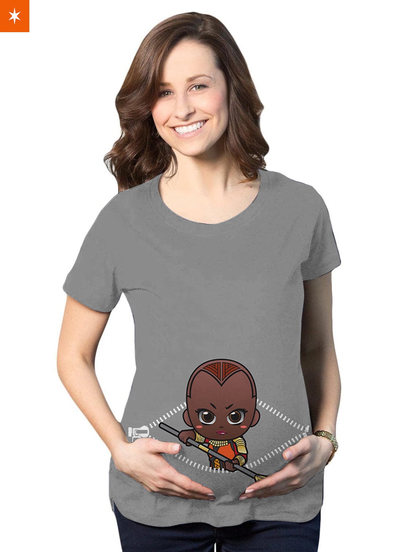 Fandomaniax - Baby Okoye Peeking Maternity T-Shirt