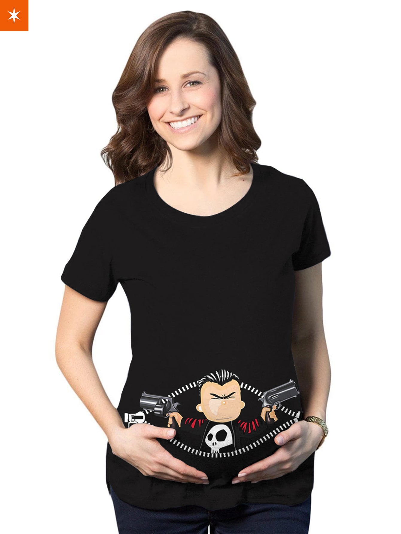 Fandomaniax - Baby Punisher Peeking Maternity T-Shirt