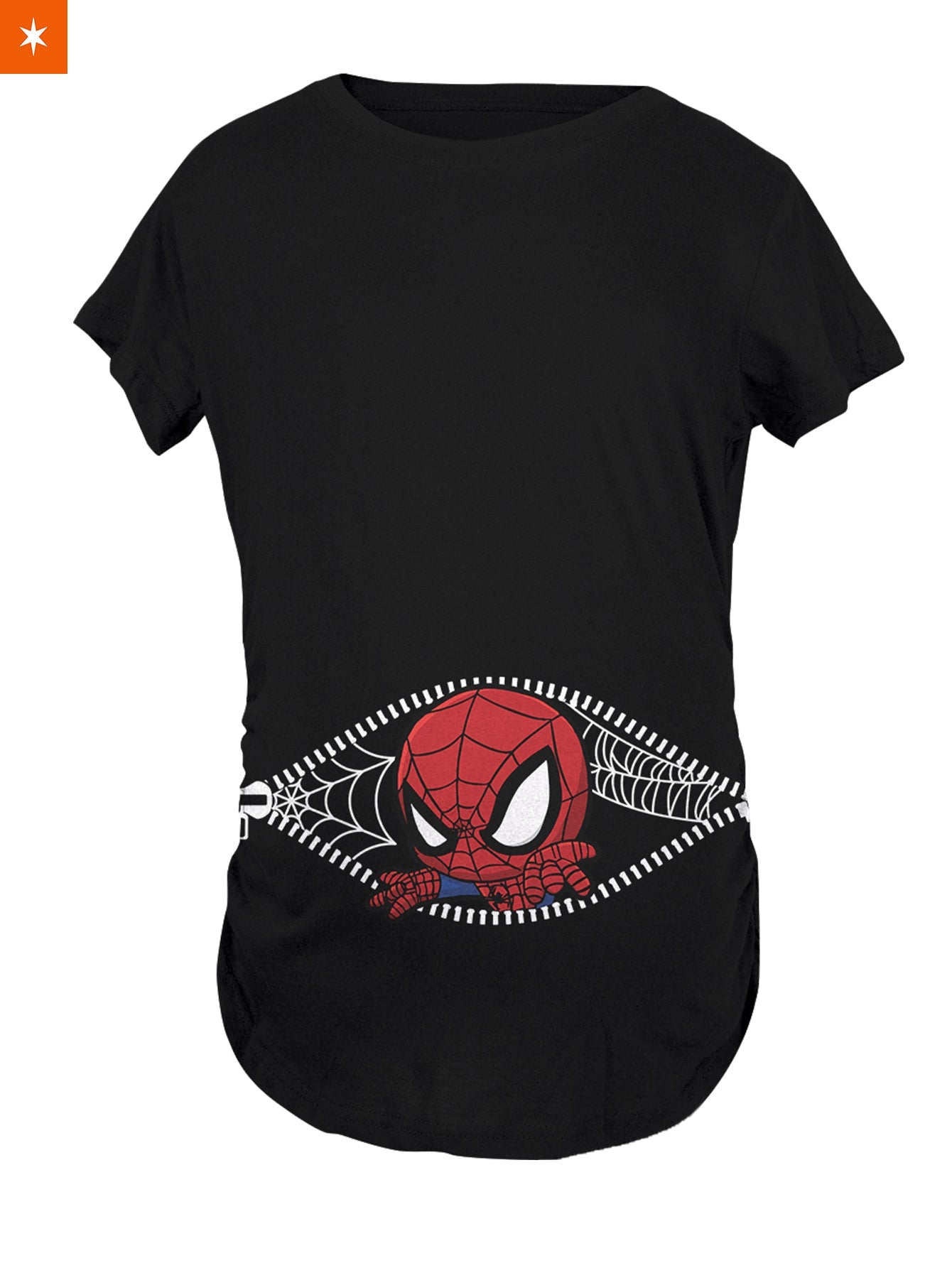 Fandomaniax - Baby Spiderman Peeking Maternity T-Shirt