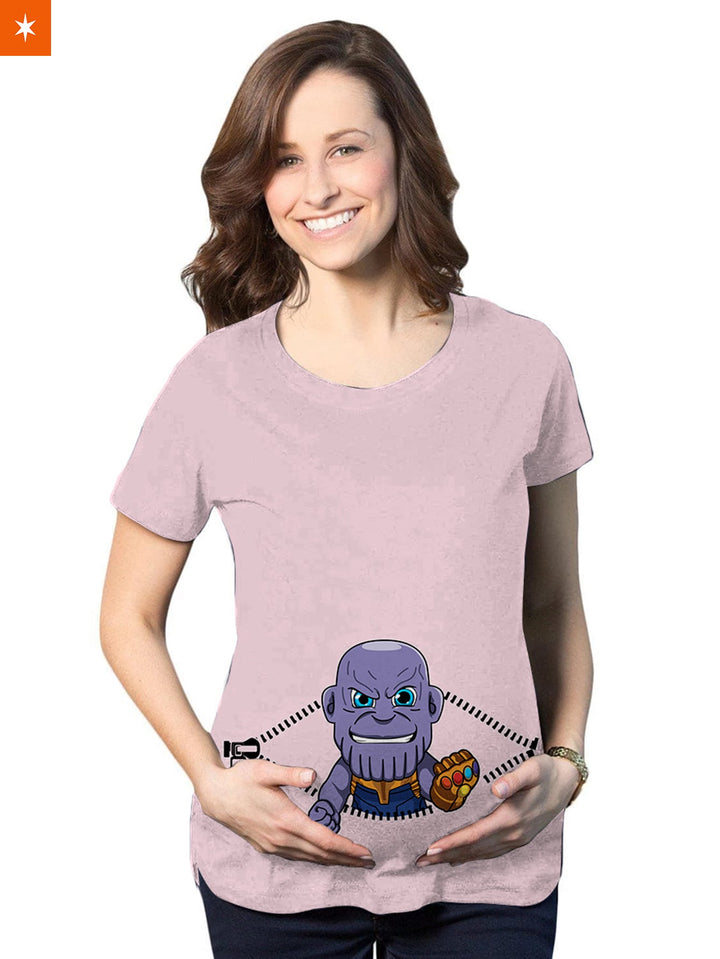 Fandomaniax - Baby Thanos Peeking Maternity T-Shirt