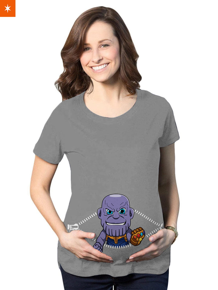 Fandomaniax - Baby Thanos Peeking Maternity T-Shirt