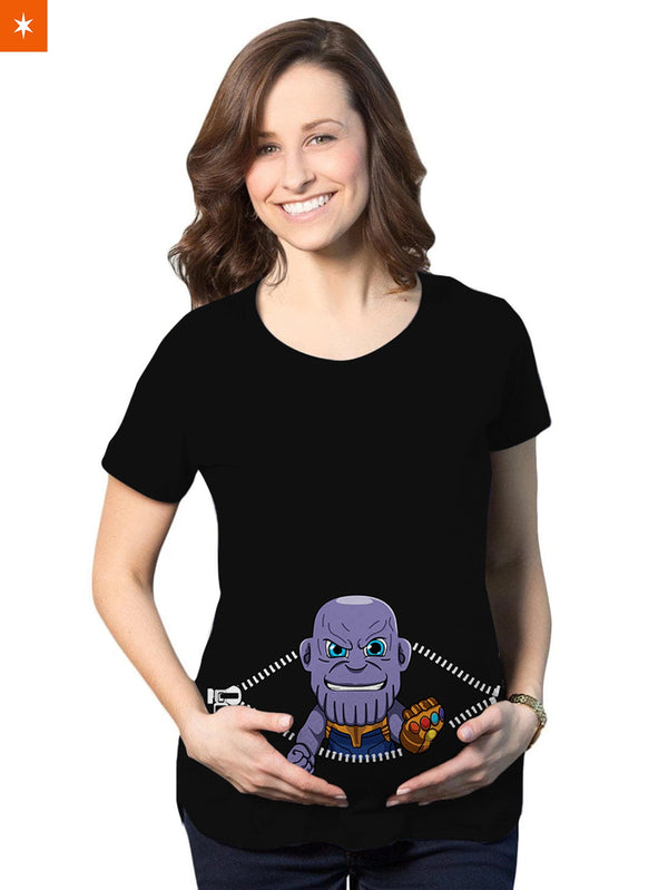 Fandomaniax - Baby Thanos Peeking Maternity T-Shirt