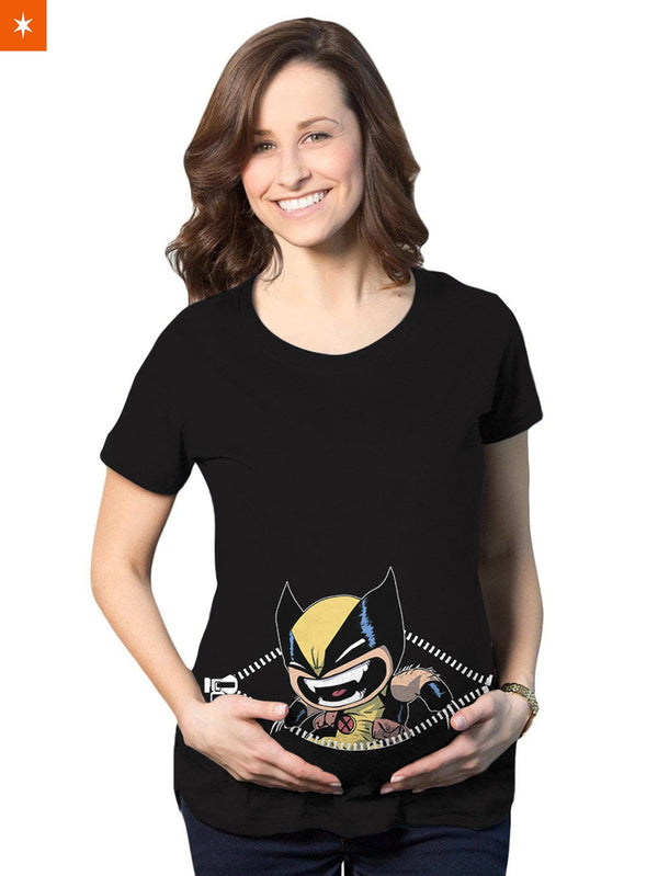 Fandomaniax - Baby Wolverine Peeking Maternity T-Shirt