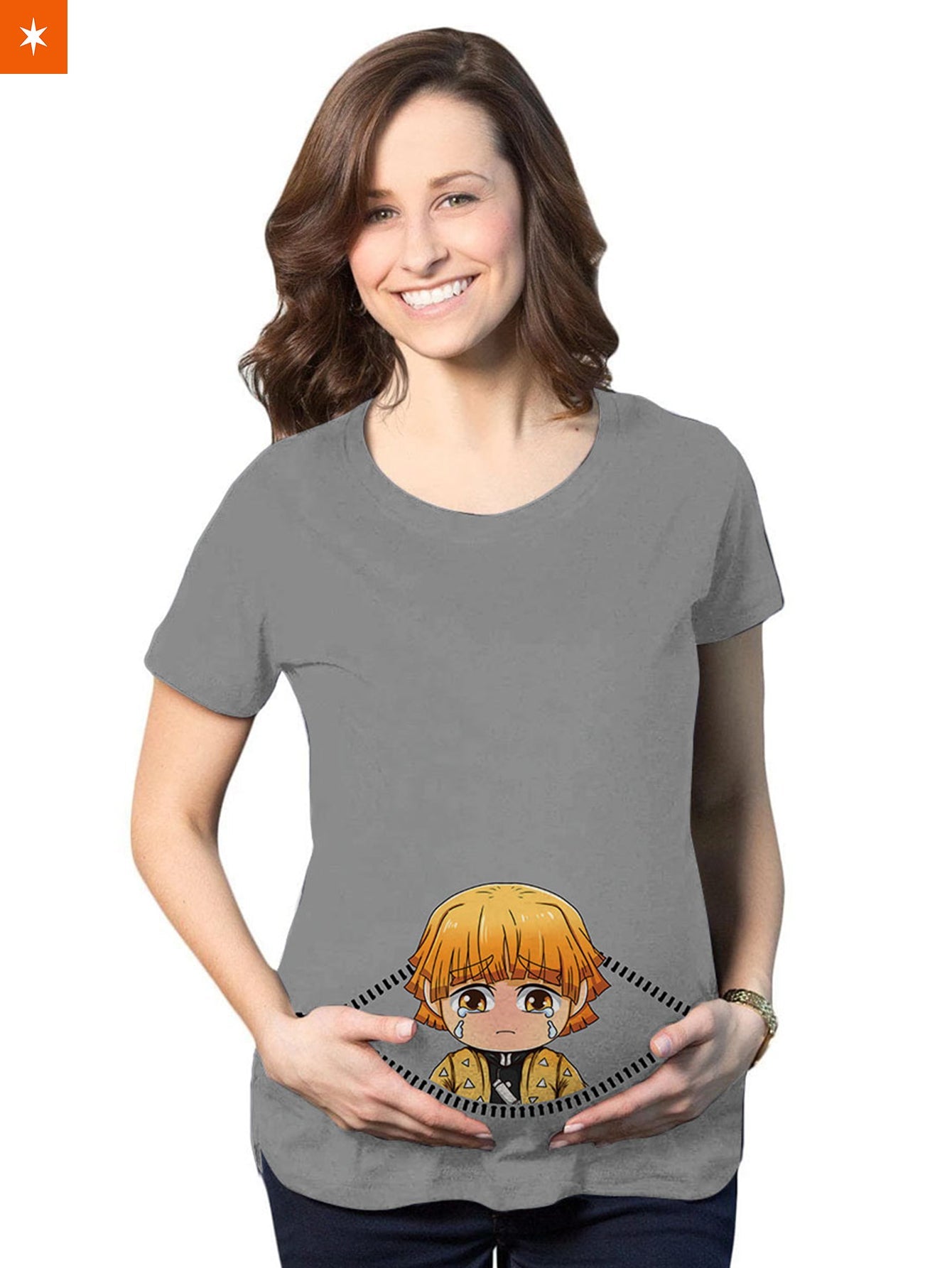 Fandomaniax - Baby Zenitsu Peeking Maternity T-Shirt