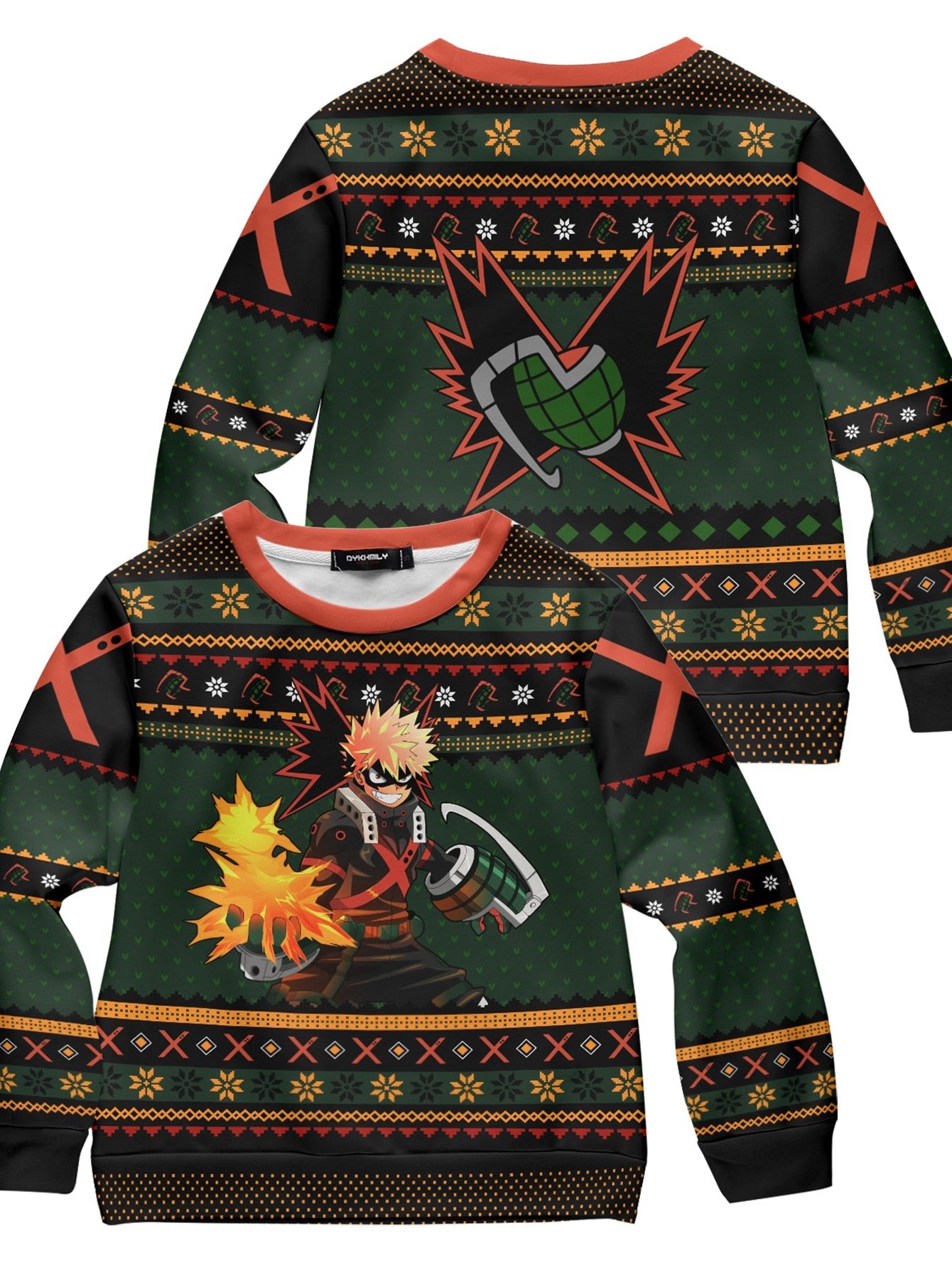 Fandomaniax - Bakugo Fire Xmas Kids Unisex Wool Sweater