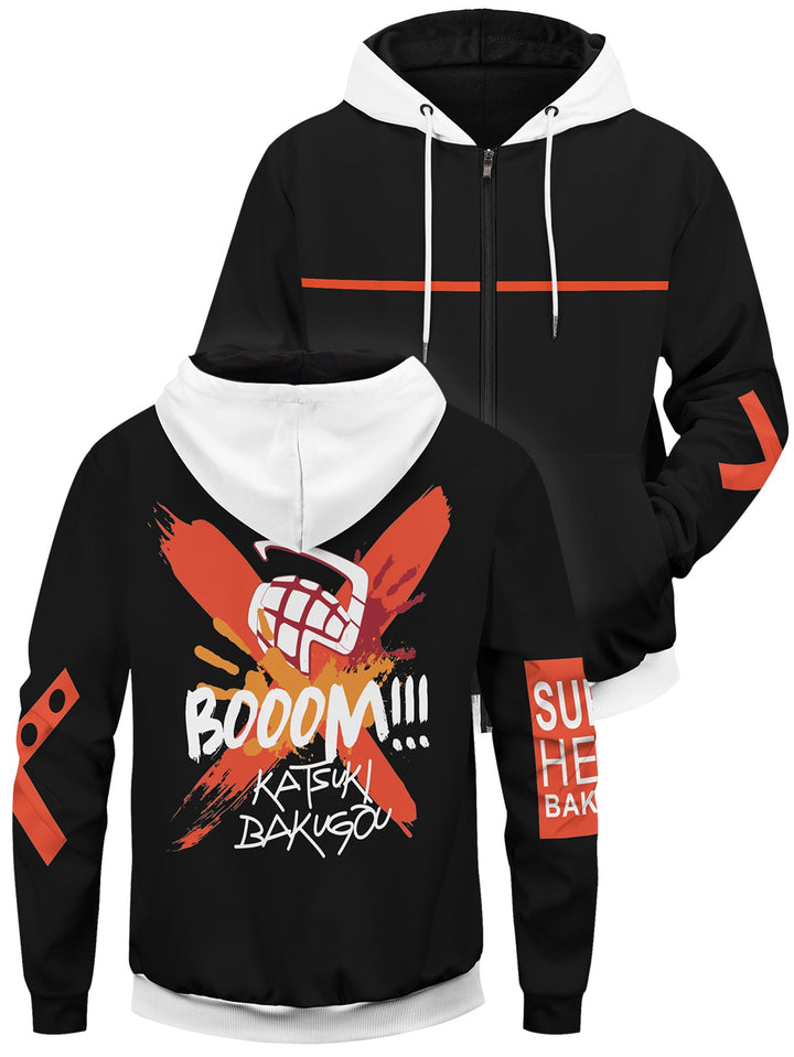 Fandomaniax - Boom Katsuki Unisex Zipped Hoodie