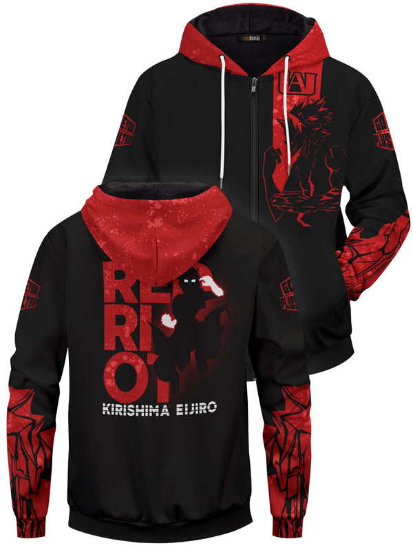 Fandomaniax - Eijiro Kirishima Unisex Zipped Hoodie