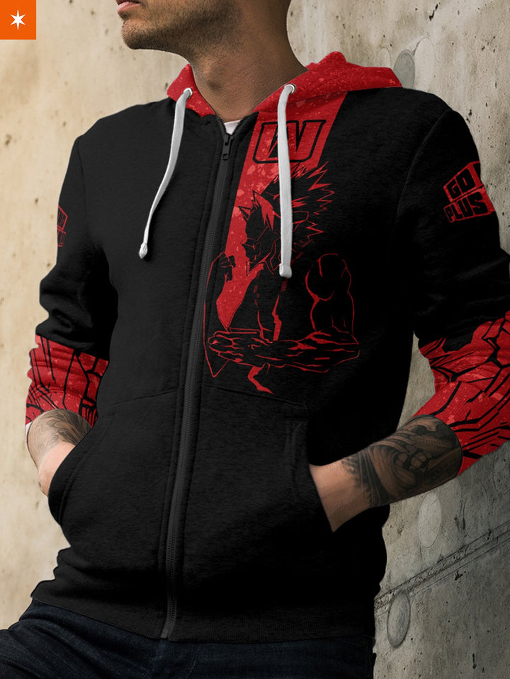 Fandomaniax - Eijiro Kirishima Unisex Zipped Hoodie