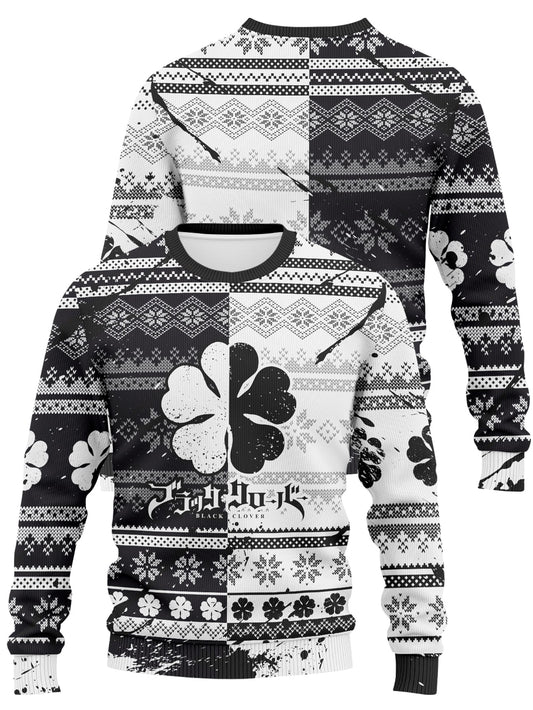 Fandomaniax - [Buy 1 Get 1 SALE] Five-Leaf Clover Unisex Wool Sweater
