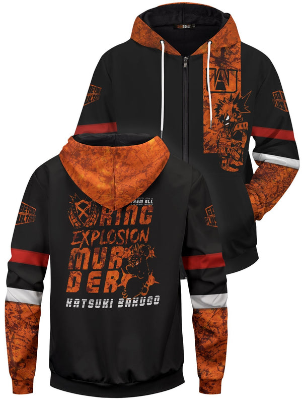 Fandomaniax - Katsuki Bakugou Unisex Zipped Hoodie