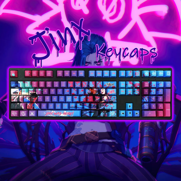 League of Legends | Jinx Keycaps | Gaming Anime Keycap Sets