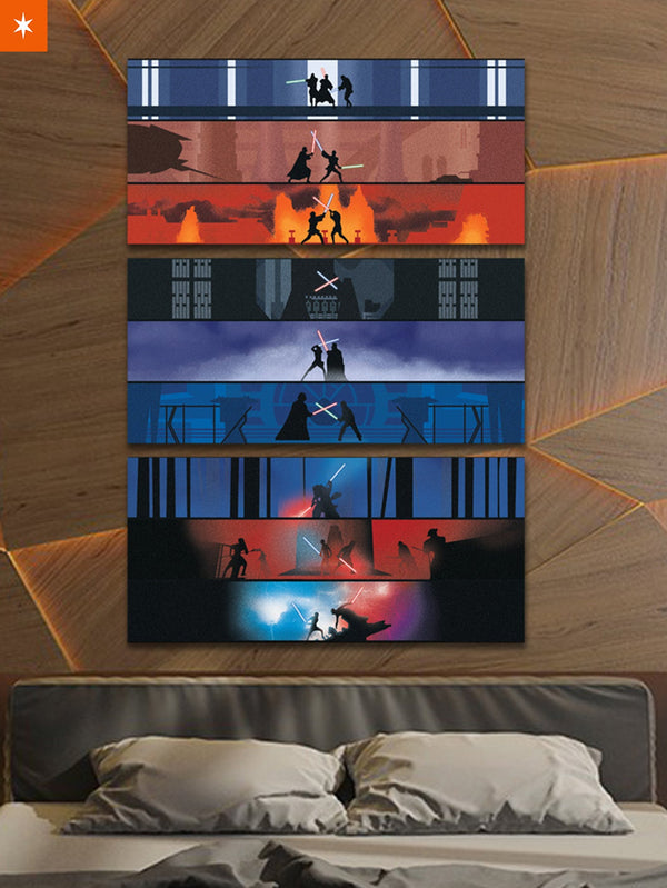 Fandomaniax - Lightsaber Battles 3 Piece Canvas