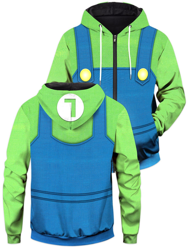 Fandomaniax - Luigi Unisex Zipped Hoodie