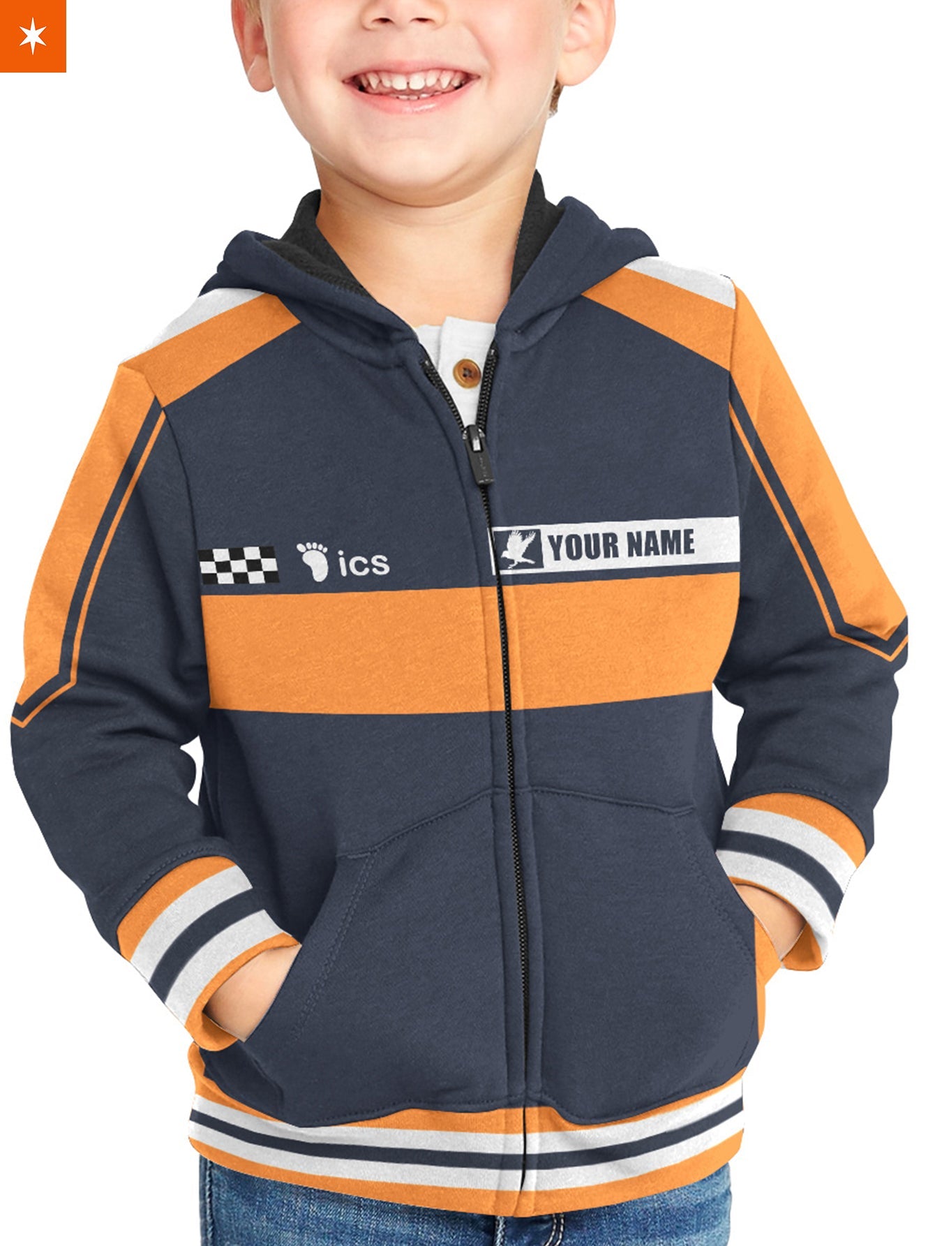Fandomaniax - Personalized F1 Karasuno Kids Unisex Zipped Hoodie