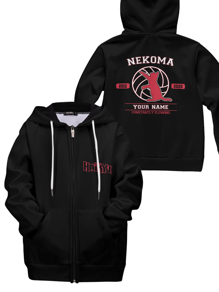 Fandomaniax - Personalized Nekoma Constantly Flowing Kids Unisex Zipped Hoodie