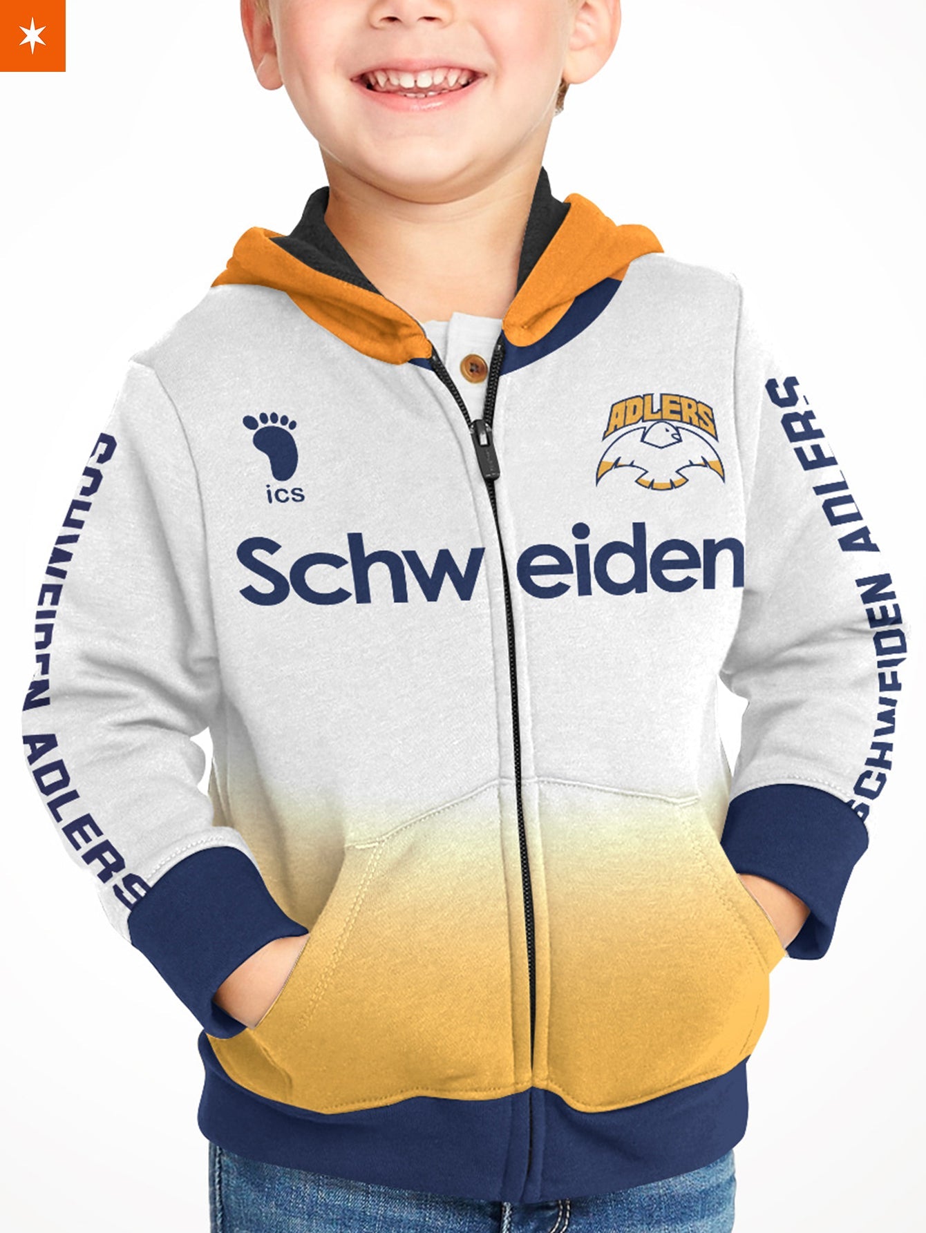 Fandomaniax - Personalized Schweiden Adlers Kids Unisex Zipped Hoodie