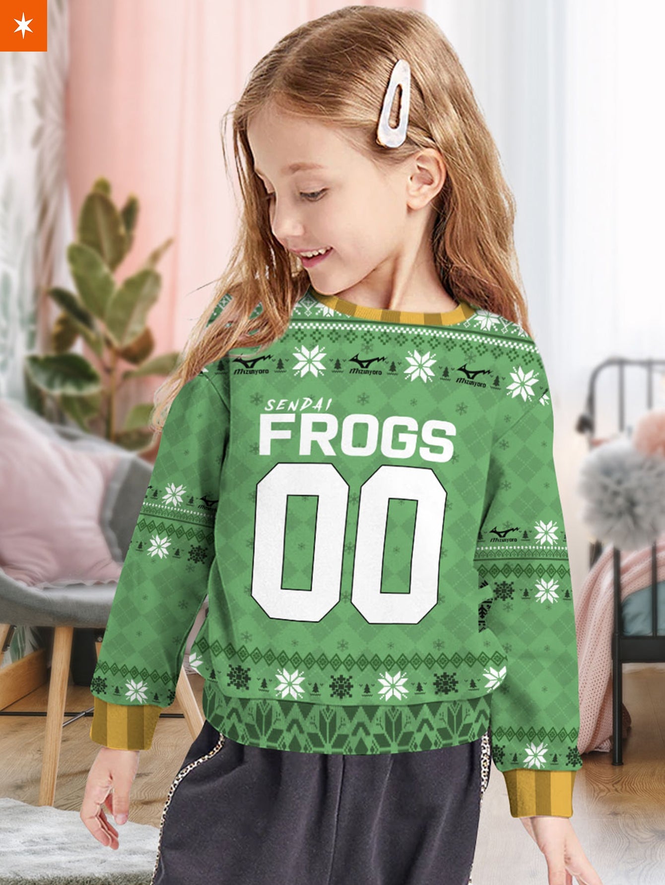 Fandomaniax - Personalized Sendai Frogs Kids Unisex Wool Sweater