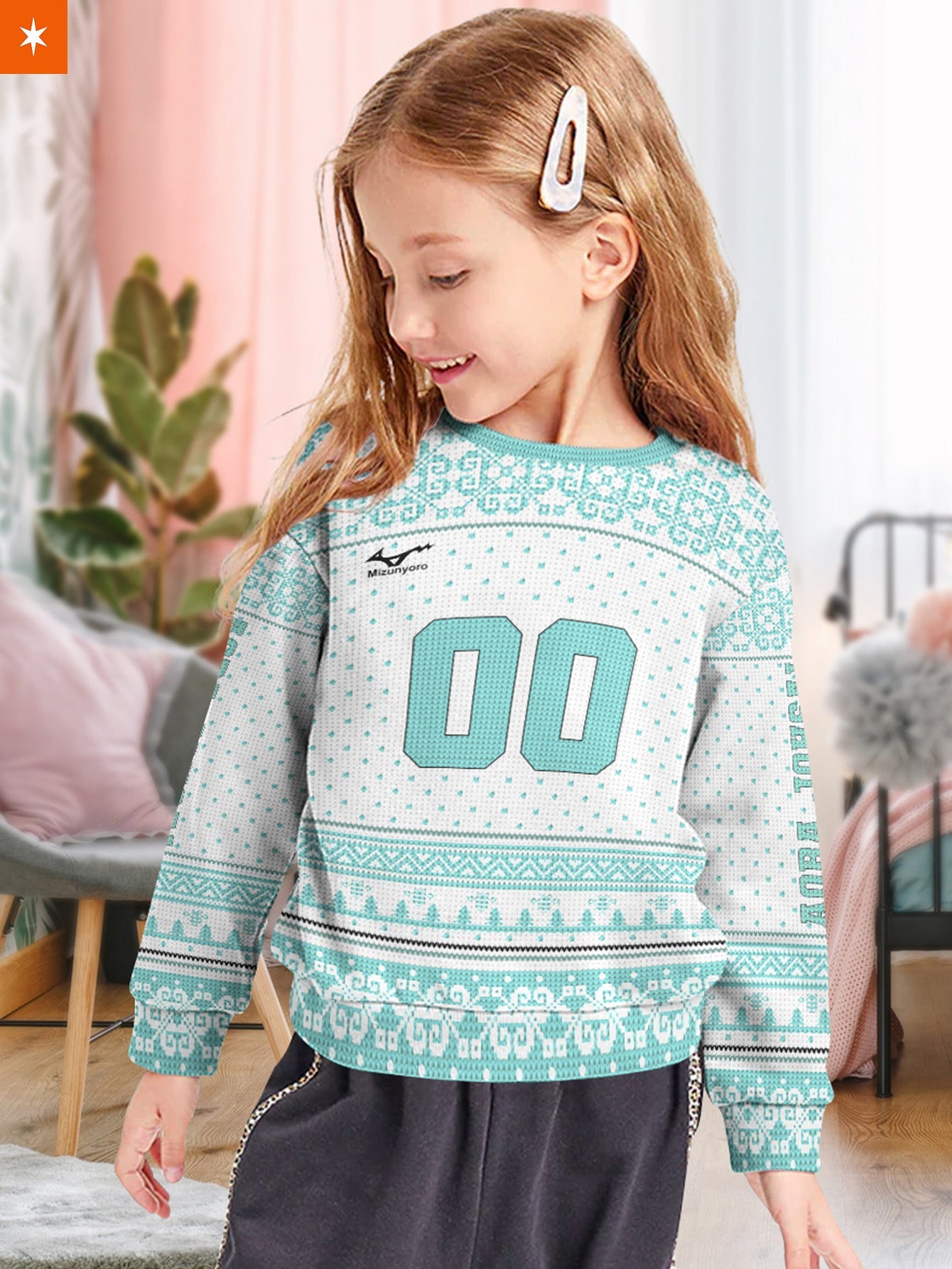 Fandomaniax - Personalized Team Aoba Johsai Christmas Kids Unisex Wool Sweater