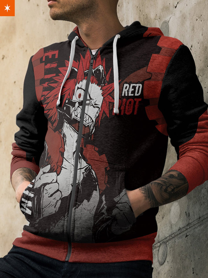 Fandomaniax - Red Riot Kirishima Unisex Zipped Hoodie