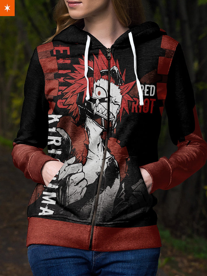 Fandomaniax - Red Riot Kirishima Unisex Zipped Hoodie