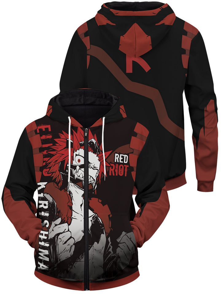 Fandomaniax - Red Riot Kirishima Unisex Zipped Hoodie