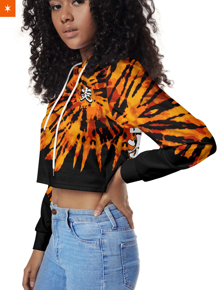 Fandomaniax - Rengoku Tie Dye Cropped Hoodie